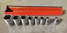 Snap-On Tools 7 pc SAE Chrome Shallow Socket Set - 3/8" Drive - 6 Pt. KTA 230