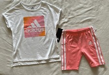 ADIDAS Little Girl's Tee Shirt  Biker Shorts, 2-Piece Set