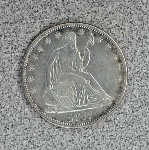 1877 Seated Liberty 90% Silver Half Dollar XF Details