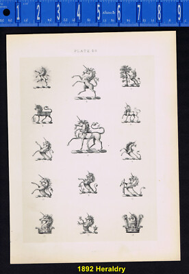 1892 Great Britain & Ireland Heraldry Crests #48 - Unicorns , Tree, Crown, Axe