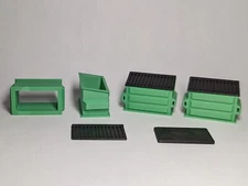 (5) - Green Garbage Trash Dumpster w/Lid Scale Toy Diorama Accessory 1:64 Set