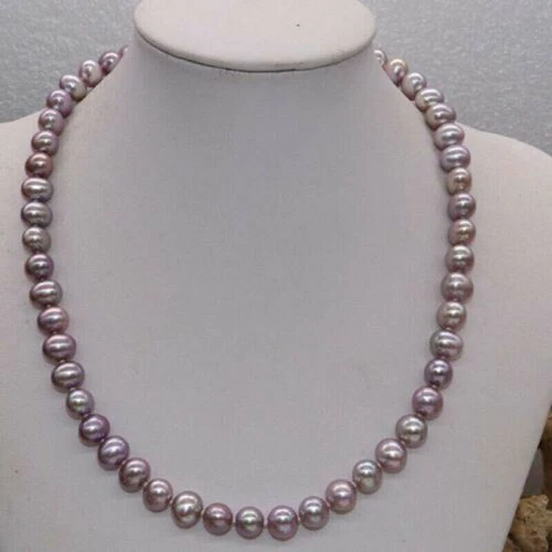 18 Zoll -50 Zoll 8-9 mm Weiß/Rosa/Lila/Schwarz Akoya Zuchtperlen Knoten Halskette - Bild 9 von 17