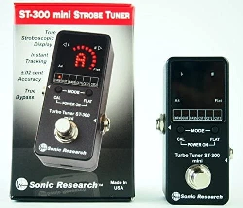 Sonic Research ST-300 Mini Stompbox Strobe Tuner Black Guitar