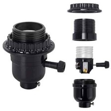UL Listed E26 Lamp Socket Replacement, Turn Switch Knob ON/Off, Threaded Medi..
