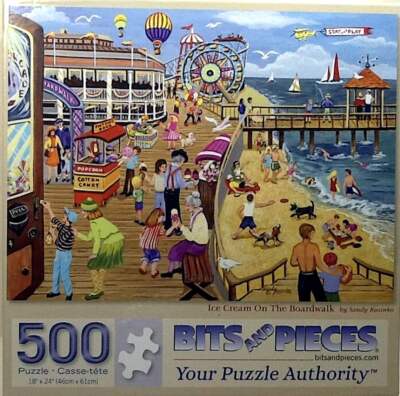 Ice Cream On Boardwalk Roller Coaster Hot Air Balloons Rusinko 500 18X24 Puzzle