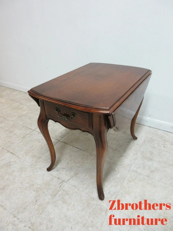 Ethan Allen French Country Drop Leaf Butterfly Lamp End Table one drawer - Image 3 of 4