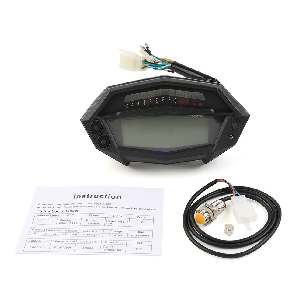 Motorcycle Digital Tachometer Speedometer Gear Indicator Odometer For