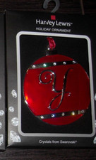 Round Letter Y Red Holiday Ornament Harvey Lewis Crystals from Swarovski