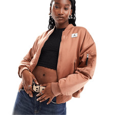 Nike Women’s Jordan Flight Renegade Satin Bomber Jacket Sz 1x Mineral Fb2720-215