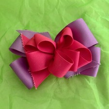 GIRL'S HANDMADE HAIR BOW - Pink/Purple - 5" wide