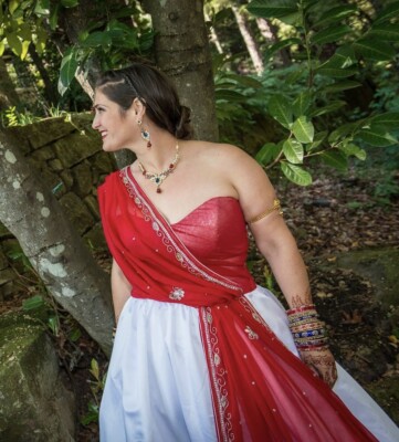 red saree wedding dress Red Embroidered Net Saree: Indian Pakistani Wedding Outfit