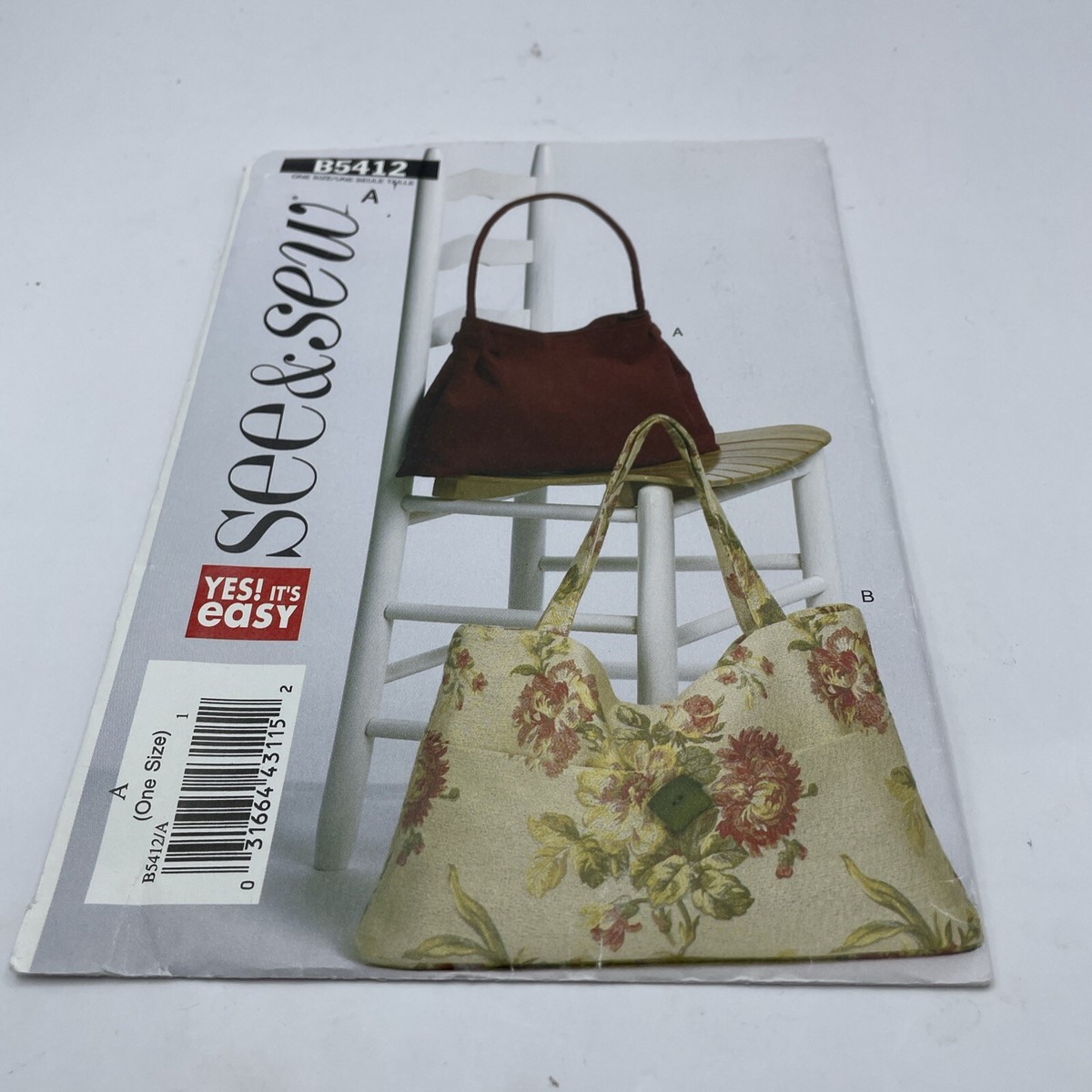 Purse Bucket Hobo Style Purse Bag Large Tote Sewing Pattern Cut