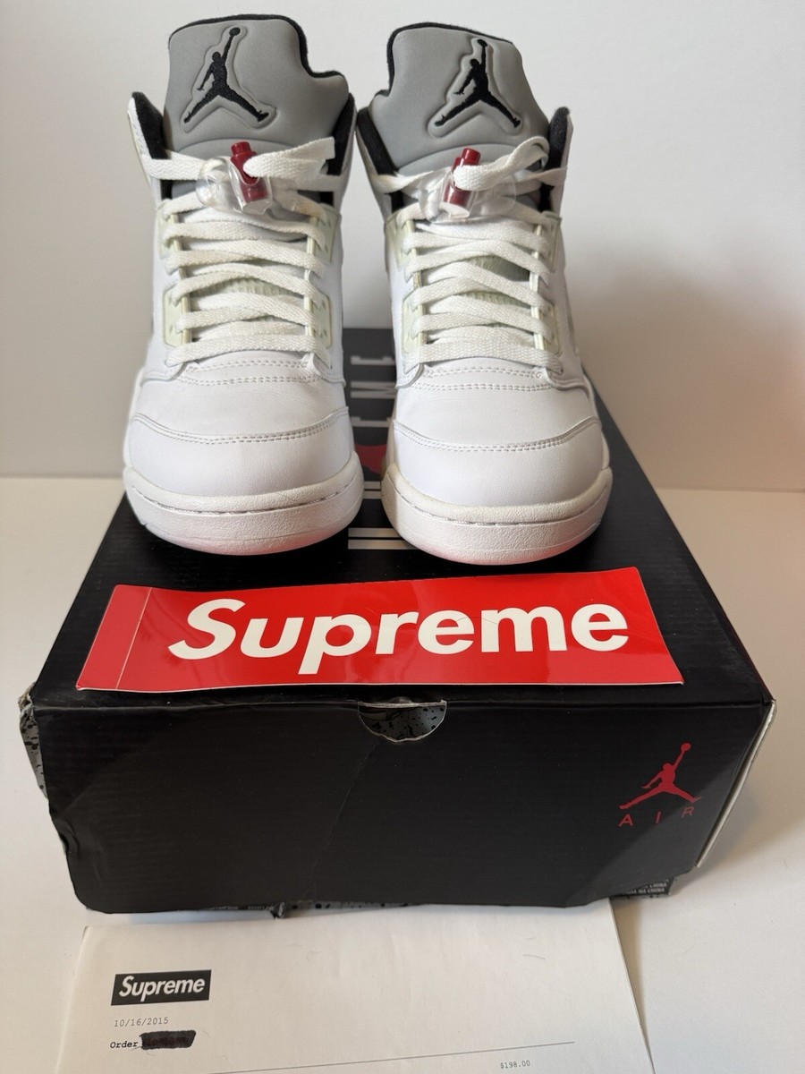 VNDS 9.5/10 Worn 1x Supreme Air Jordan 5 White Size 9 W OG All