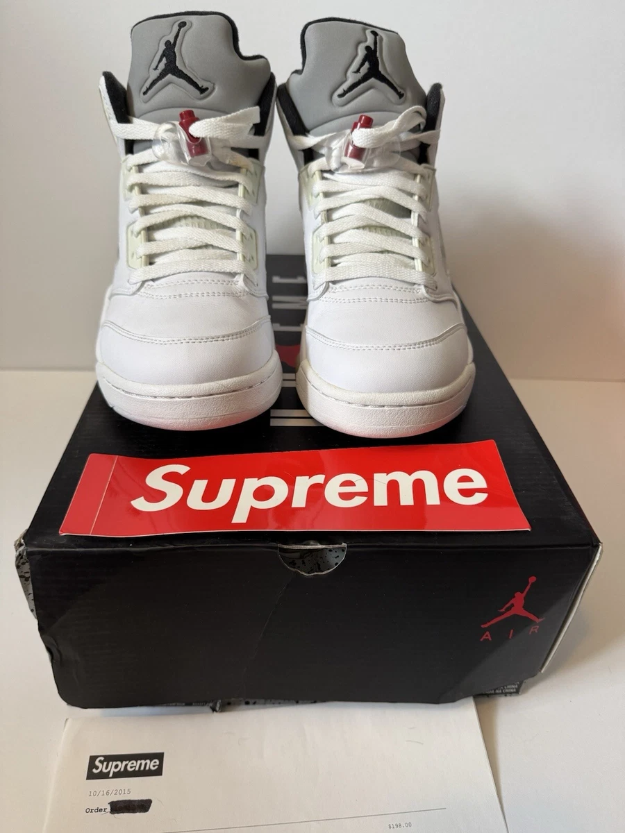 Supreme x Air Jordan 5 Retro White - огромный выбор по лучшим