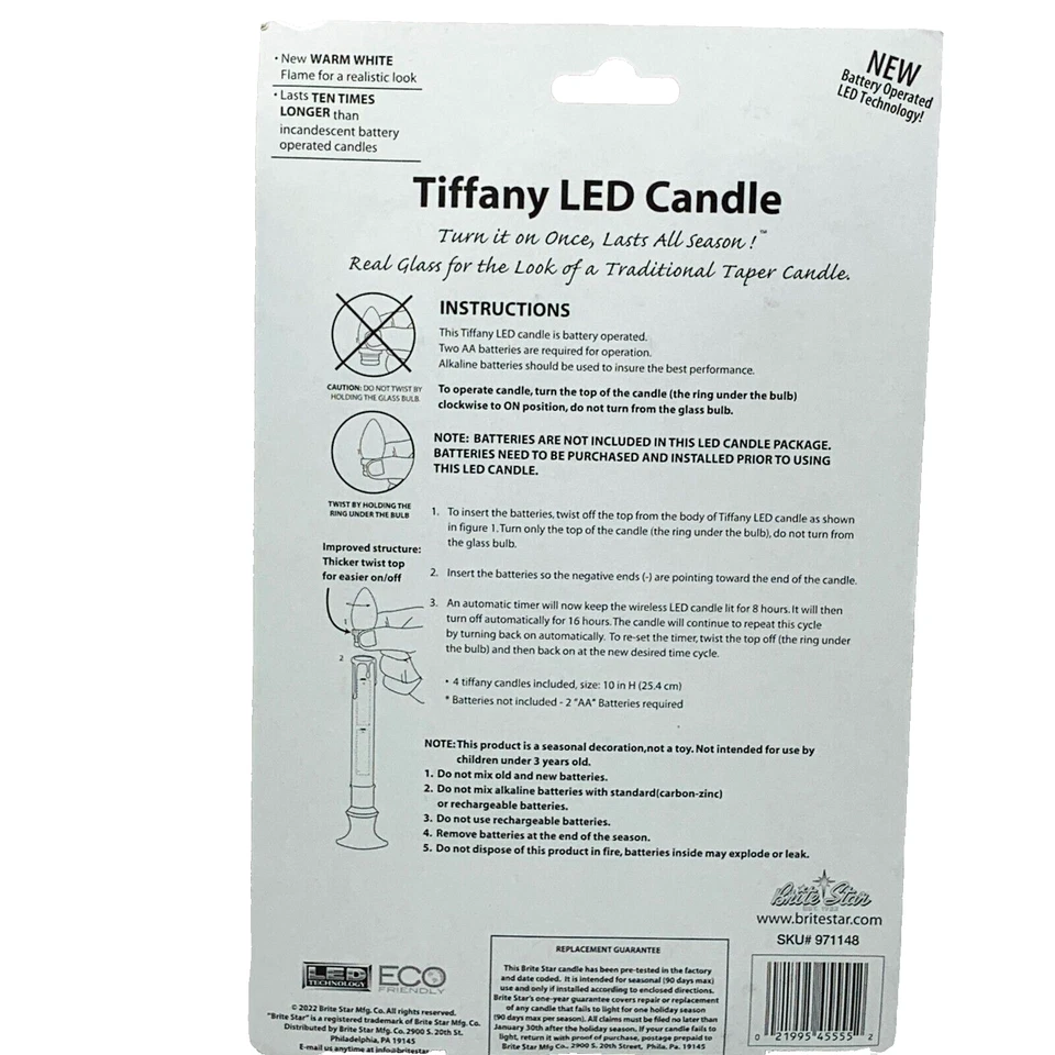 LED Tiffany Candle Wireless Twice as Bright 8 Hr Auto Timer DMG PKG New S2 - Image 3 of 4