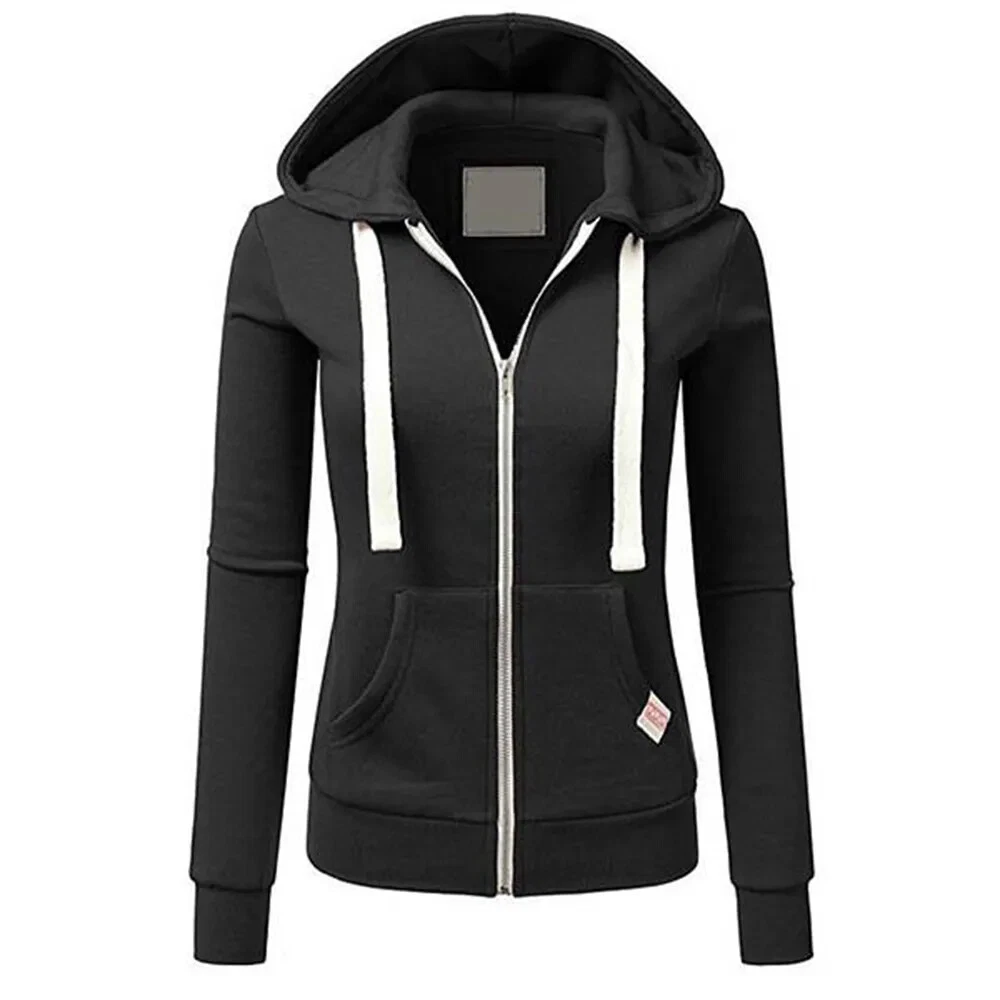 Hoodie Women's Zip Full Lightweight Pockets Jacket Full-Zip Essentials Casual