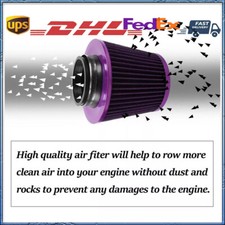 3 76mm Inlet High Performance Cold Air Intake Cone Filter - Purple Dry Filter