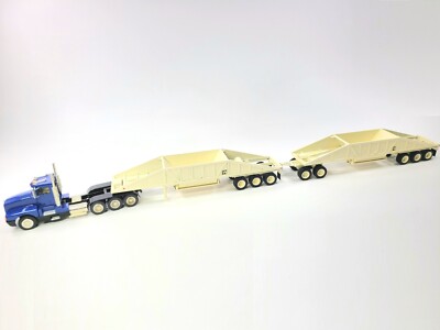 Kenworth W600 with Bottom Dump Trailers - Blue/White ASAM Smith 1:48 Scale Model