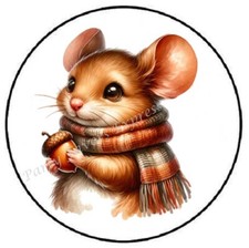 FALL AUTUMN MOUSE WITH ACORN ENVELOPE SEALS LABELS STICKERS PARTY FAVORS