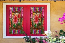 3D Red Flower O2244 Window Film Print Sticker Cling Stained Glass UV Block Fa