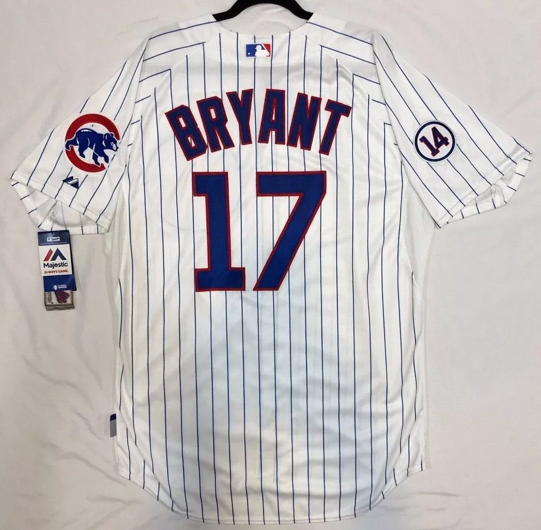 Chicago Cubs Official Cool Base Baseball Jersey - White Pinstripe