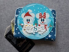 Loungefly DISNEY Snowman Mickey Minnie Mouse Snow Globe Wallet Christmas Holiday