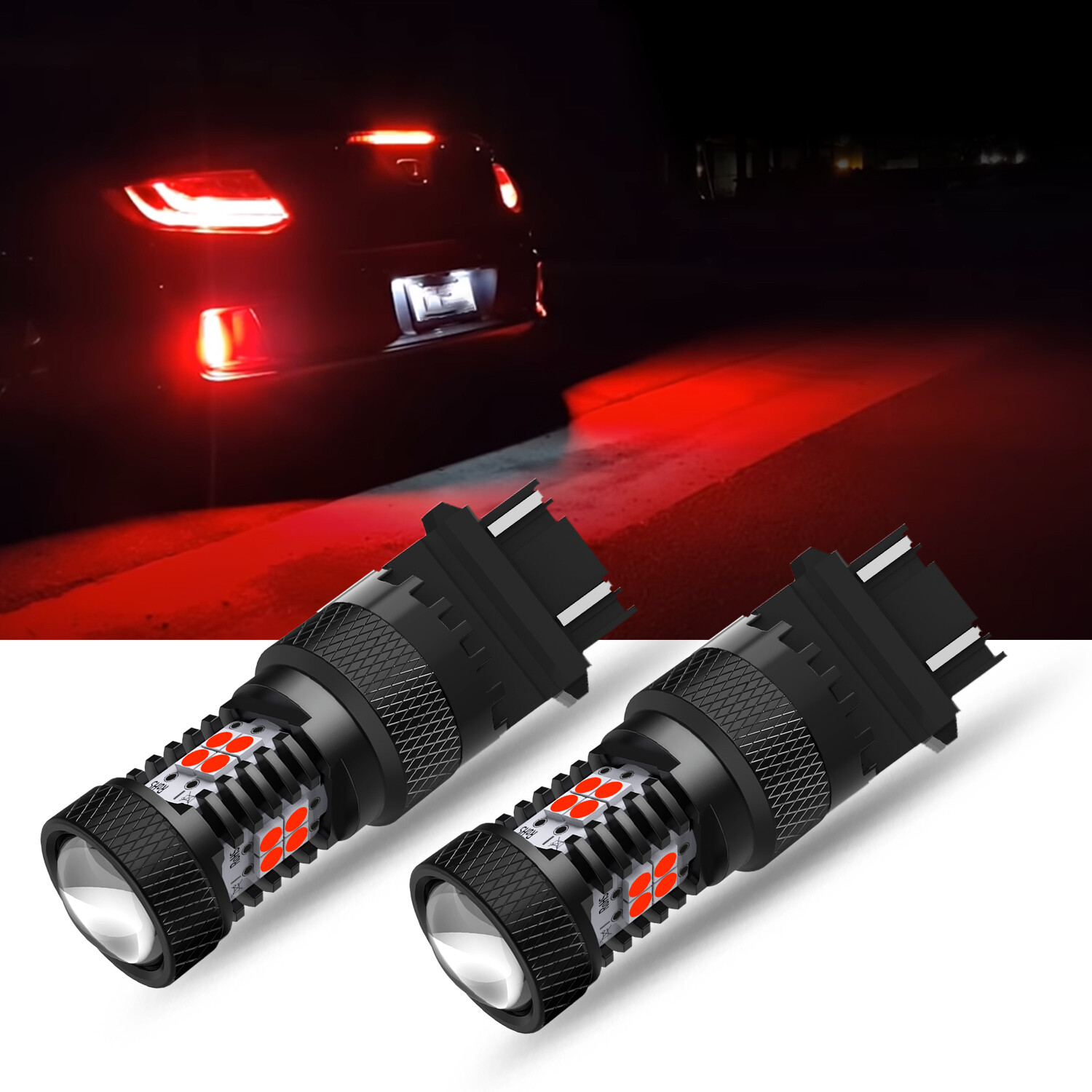 AUXITO 2-Pack 3157 LED Red Brake Tail Turn Signal Light Bulbs 3156 EOOH