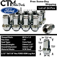 24Pc CHROME FORD OEM FACTORY LUG NUT REPLACEMENT M14x1.5  FIT F150 2015-2022