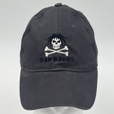 Barbados Skull Bones Dreadlocks Black Cap - Vintage Y2K StrapBack Hat - One Size
