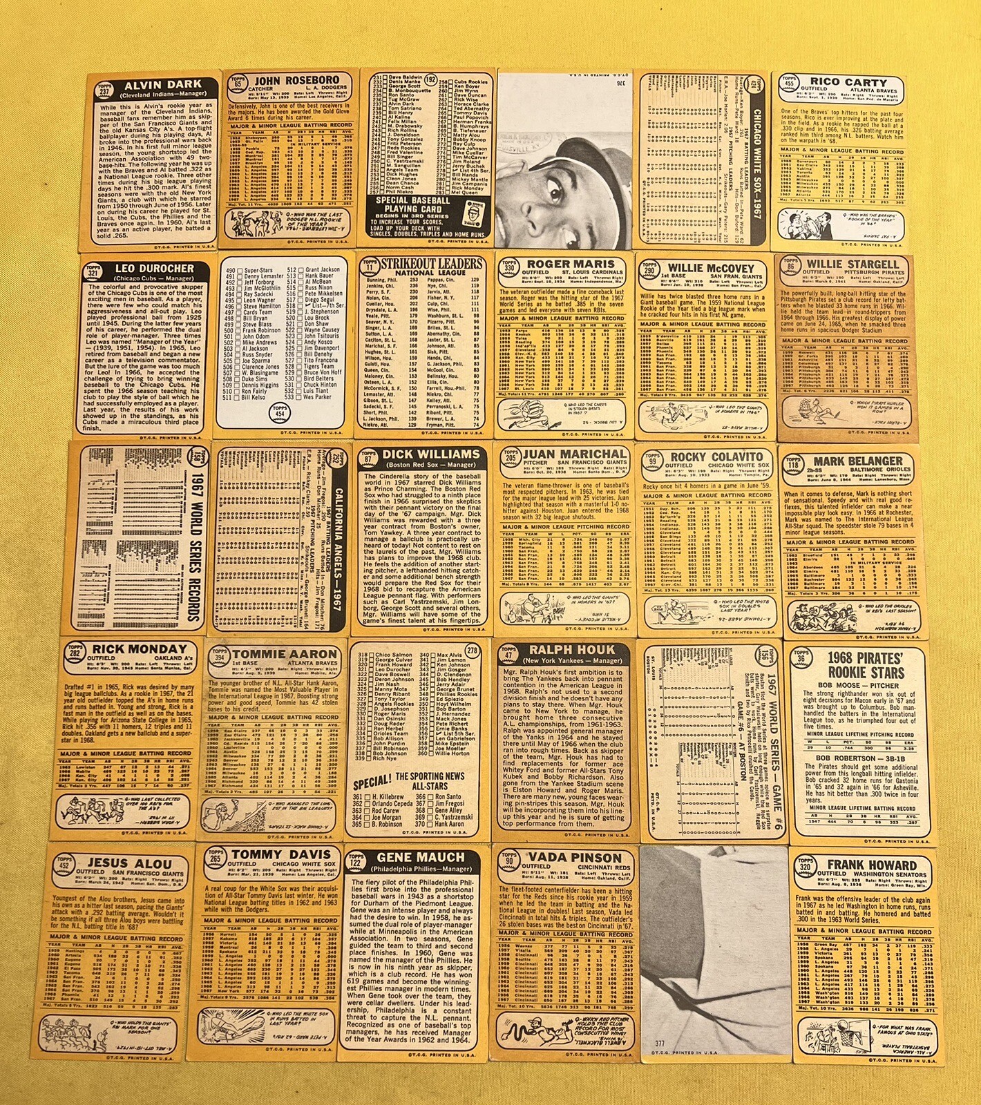 1968 Topps (30) Different HOF & Star Vintage Baseball Card Lot *CgC605