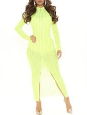 NWT Fashion Nova Distracting You Rhinestone Midi Dress - Lime US M