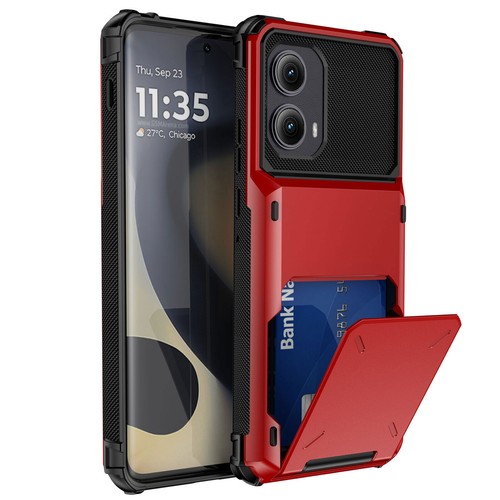 For Motorola Edge (2024) Luxury Shockproof Card Holder Wallet Slim Case Cover - Zdjęcie 16 z 19