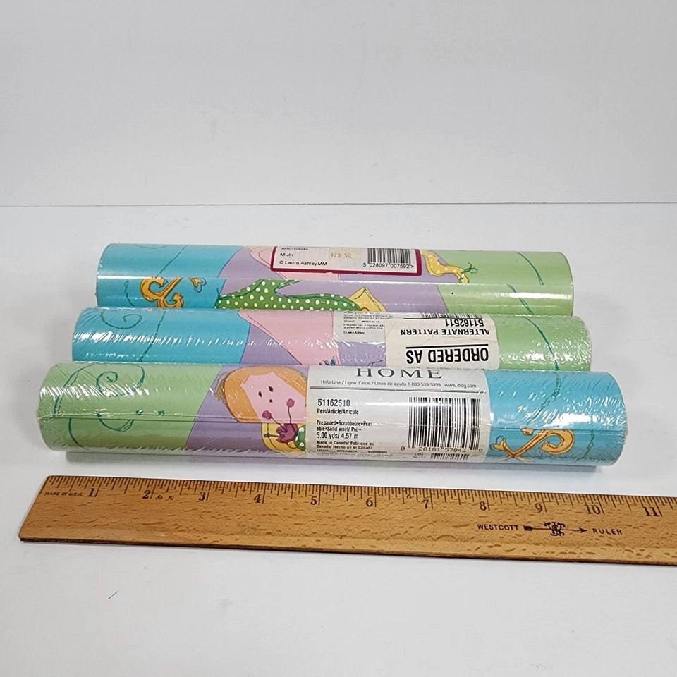 Lote de 3 rollos sellados multicolores de papel de pared Laura Ashley vintage años 90  Foto 3 de 4