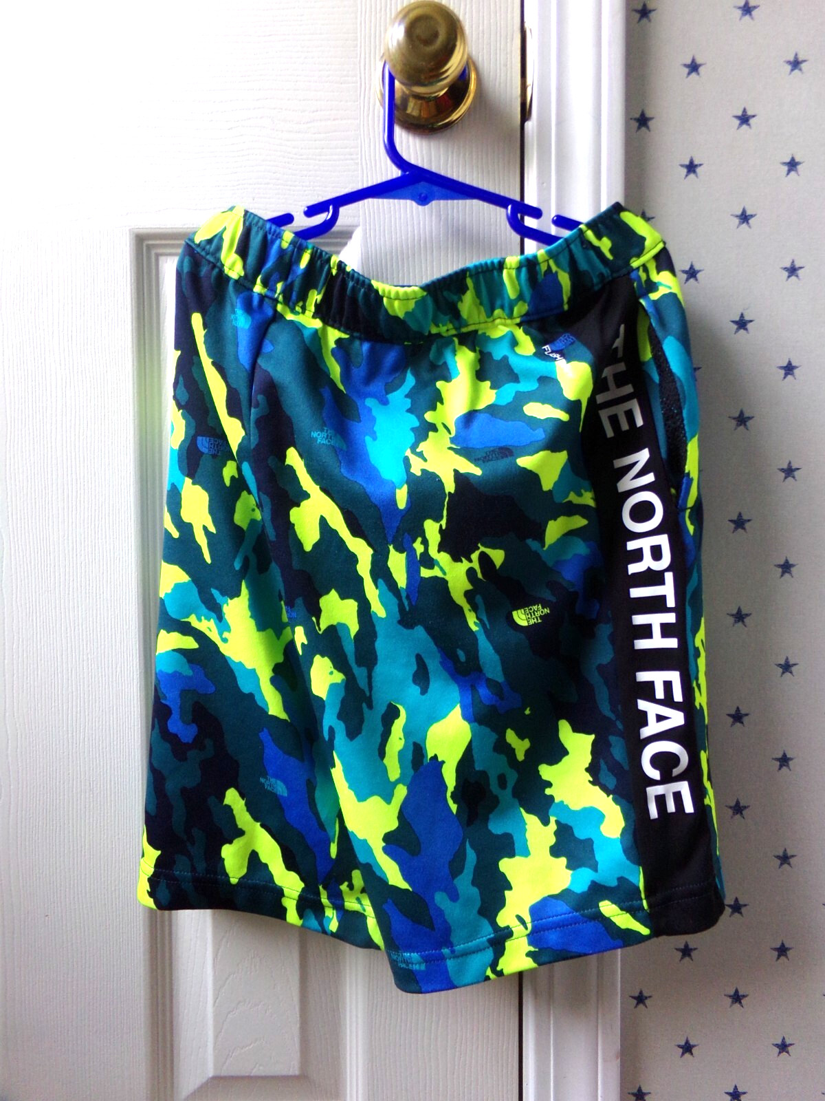 Boys NORTH FACE Shorts XL FLASHDRY Athletic Camo Blue Colorful Size 14-16  CLEAN thumbnail 8