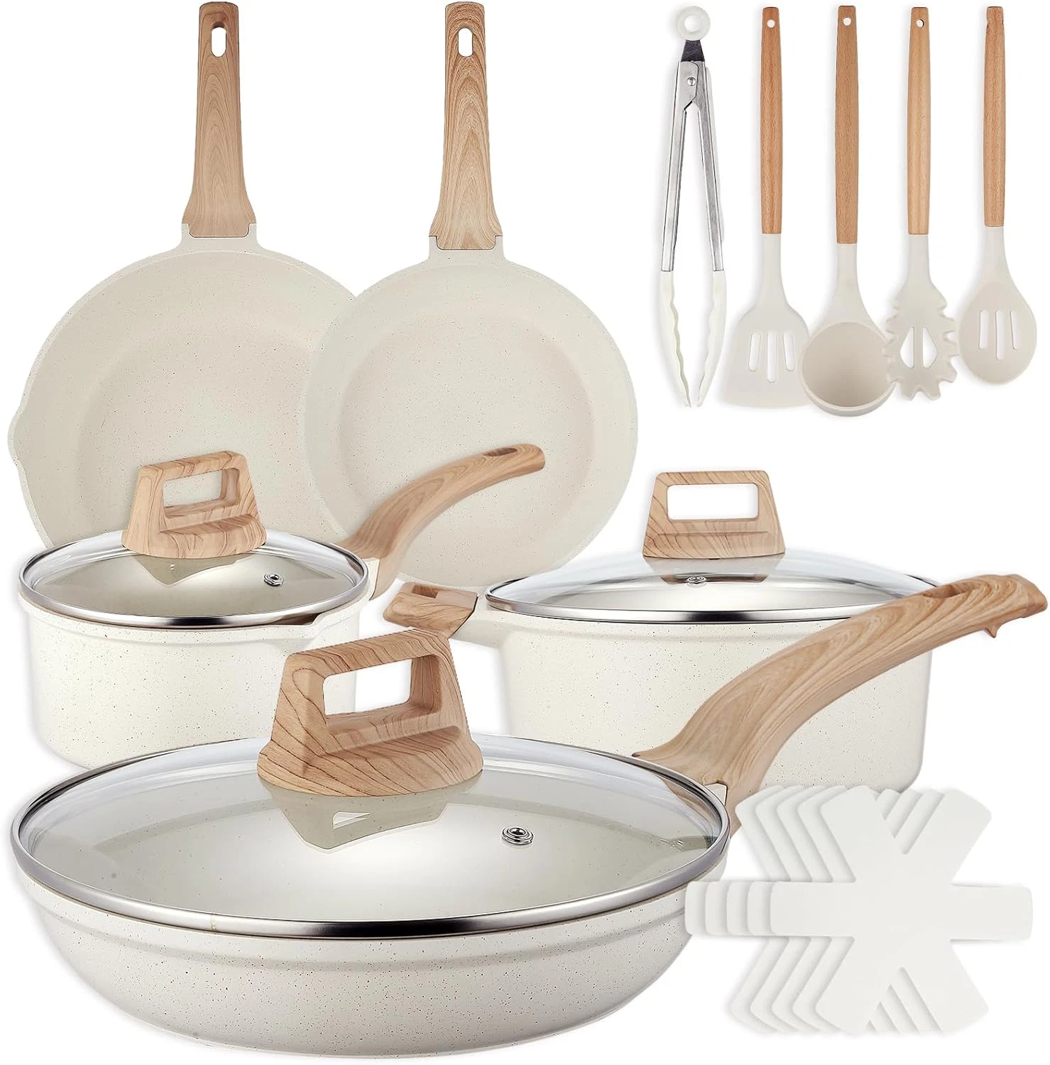 18-Piece Nonstick Ceramic Cookware Set for Induction & Kitchen Essentials