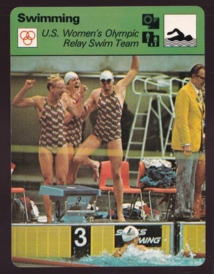 U.S WOMEN'S RELAY SWIM TEAM Babashoff Kim Peyton Swimming 1977 SPORTSCASTER CARD