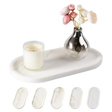 Koville Natural Marble Tray For Bathroom Countertop Marble Storage Trays For