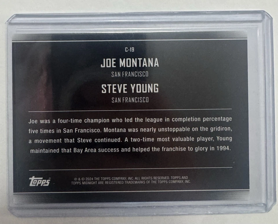 2024 Topps Midnight Constellations Steve Young/Joe Montana #C-19/3 ¡¡RARO!! 49ers Foto 2 de 2