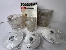 Food Saver Tilia 3 Piece White Designer Vacuum Storage Canister Set NOS NIOB