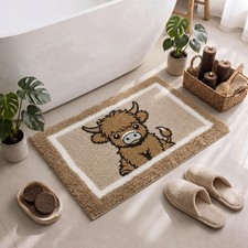 Highland Cow Tufted Non-Slip 24x16 Inch Soft Bathroom Rug Cow Bathroom Mat