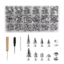 455PCS DIY Clothing Studs and Spikes Kit Cone Pyramid Dome for Leather Craft