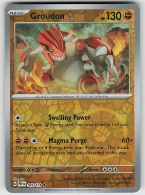 Groudon 049/131 Holo Rare Prismatic Evolutions Pokemon Reverse Holo Near Mint