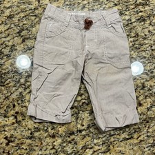 Vintage OshKosh Bgosh Toddler Girls Tan White Hickory Stripe Shorts 2T Elastic