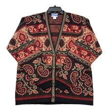 Pendleton Classic Vintage 100 Virgin Wool Paisley Cardigan Sweater USA Large L