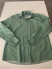 Tommy Hilfiger Shirt Mens 17 - 34/35 Green Slim Fit Button Down Long Sleeve