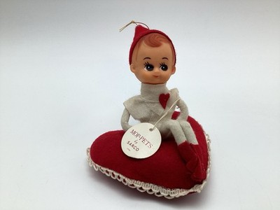 Vintage Sarco Mop-Pets Pixie Elf Knee Hugger On Red Heart Pillow Japan Figure