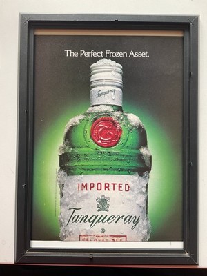 Vintage Alkohol Werbung, Tanqueray,  Blatt im Rahmen 33x24cm,