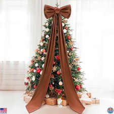 Giant Brown Velvet Bow Christmas Tree Topper - 75x18 Inch Ribbon for Holidays