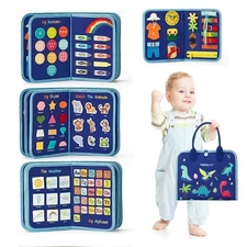 Kids Busy Board with 26 Montessori Sensory Learning Activities for Fine