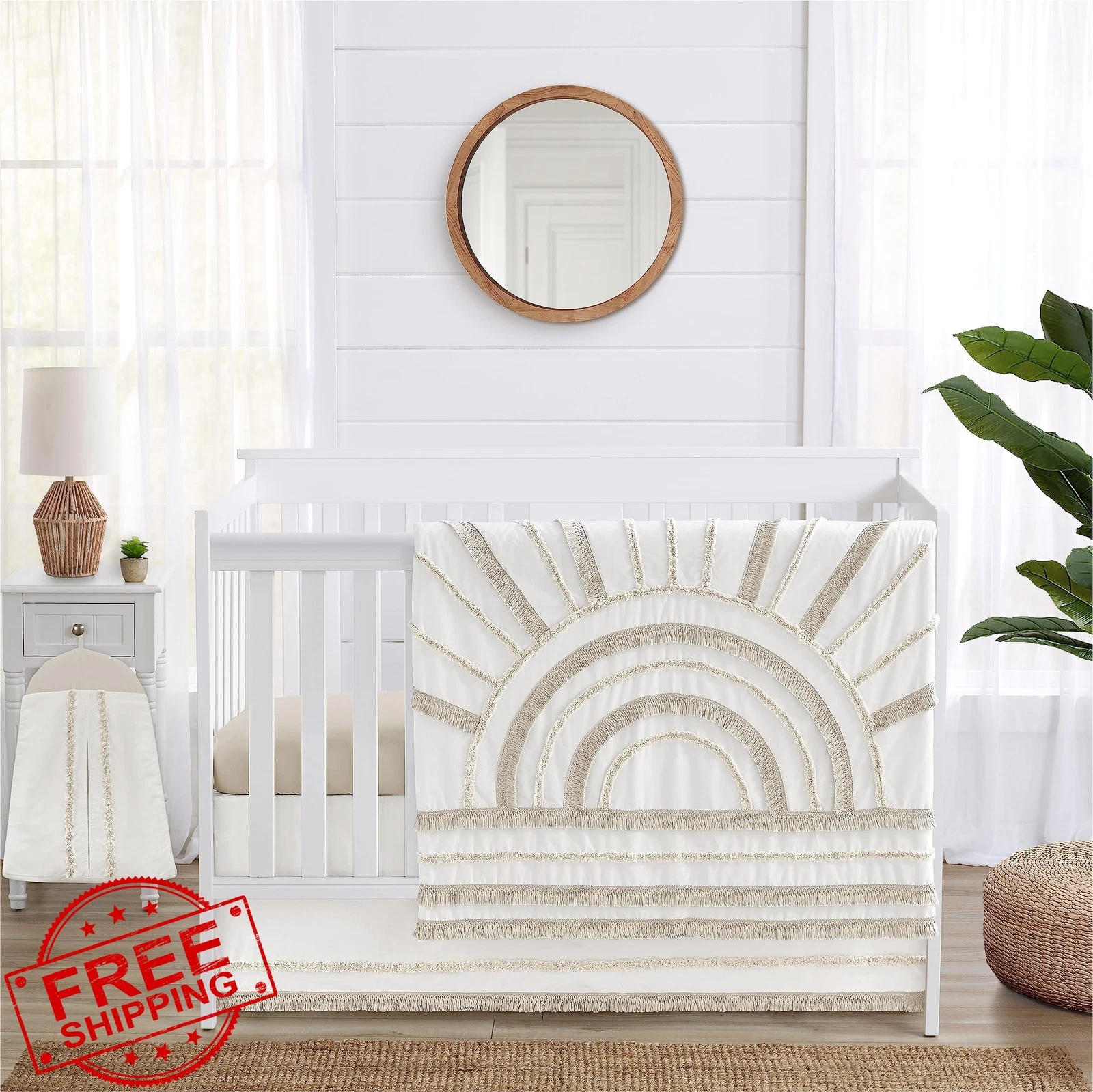 Sweet Jojo Boho Chic Sun Crib Bedding Set 4pc Neutral